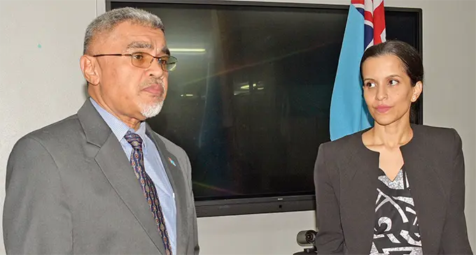 Ministry of Health Acting Permanent Secretary Dr James Fong and Head of Health Protection, Dr Aalisha Sahukhan confirming Fiji’s first border quarantine case on July 6, 2020. Photo: Ronald Kumar
