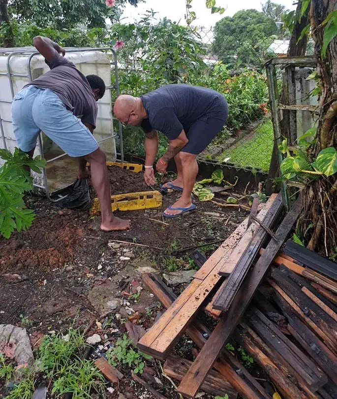 Weighlifting Fiji coach Henry Elder preparing his vegetable garden at their home in Salima Street. Photo: Della Shaw-Elder
