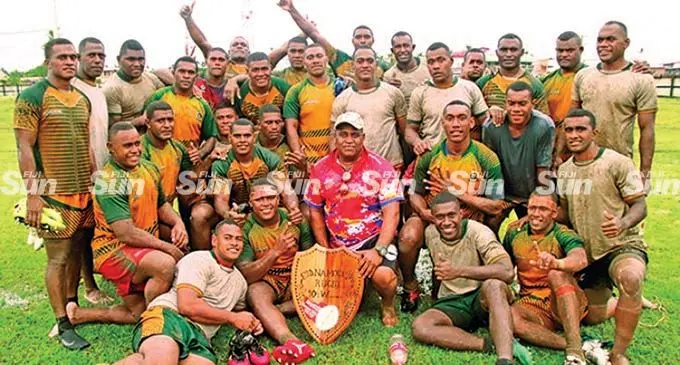 Members of the Lakeba rugby team during the launch of their sponsors at Albert Park, Suva on February 11, 2022. Photo: Simione Haravanua