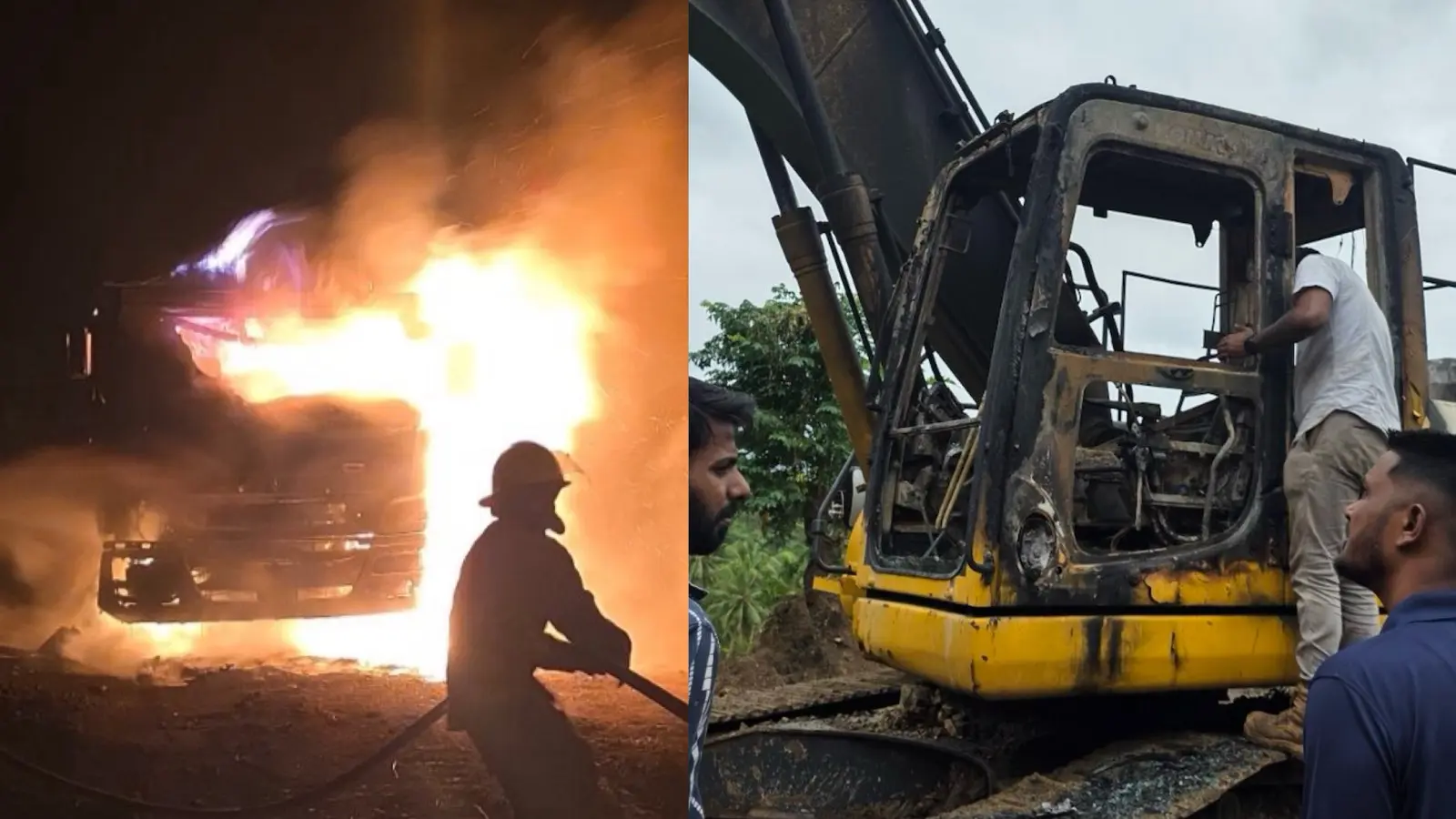 Three machines go up in flames in suspected arson