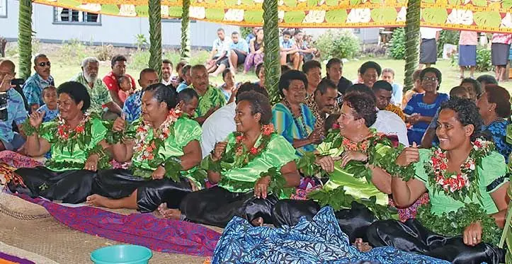 Women from the village of Daliconi in Vanuabalavu, Lau, entertain their guests at the village ground. Photo: Josefa Babitu