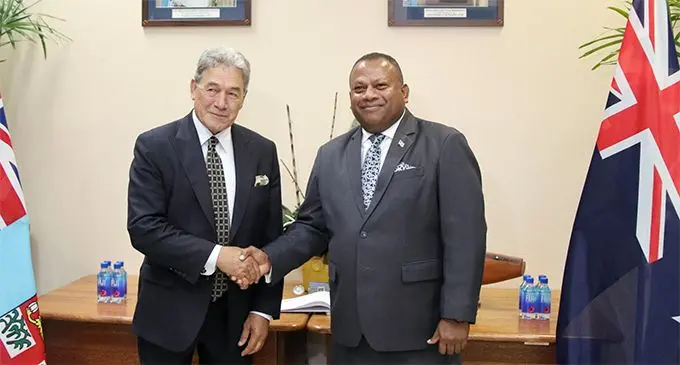 Foreign Affairs, Defense and National Security Hon. Inia Seruiratu and the New Zealand’s Deputy Prime Minister and Minister for Foreign Affairs, Winston Peters.