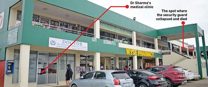 The Tebara Plaza in Nakasi where a security guard collapsed and died on Monday just metres from a medical centre.  Photo: Ronald Kumar