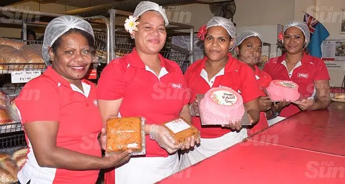 Hot Bread Kitchen Lami shop staff, (from left)Lanieta Tukitoga, Salute Mafi, Katolina Nakita, Vakaula Mateyawa and Vika Loce on May 8, 2020. Photo: Ronald Kumar