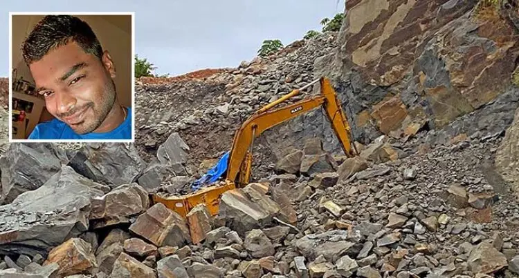 Late Vishal Raj where the rocks fell on the digger that trapped him 