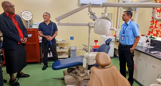 Minister for Health and Medical Services, Dr Atonio Lalabalavu (left), Permanent Secretary, Dr James Fong and Dr Nadeem Sattar on January 18, 2023. Photo: Sampras Anand