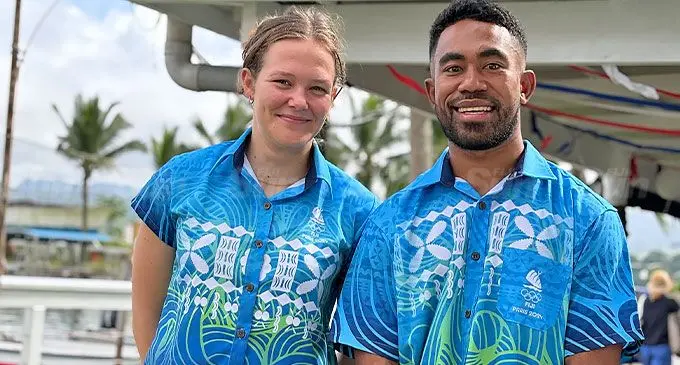 Team Fiji athletes Sophia Morgan and Viliame Ratului. Photo: Josua Buredua