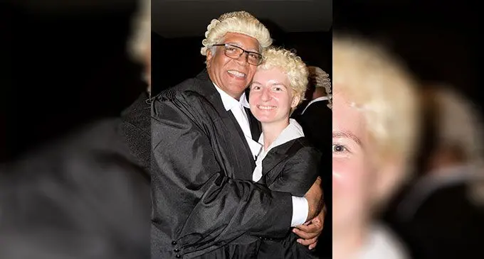 Andre Alexander with wife Anne Regier following his Admission to the Bar at the Grand Pacific Hotel on August 16, 2019. Photo: Ronald Kumar 