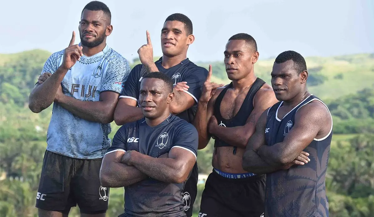 Fiji Airways 7's team during training at the Sigatoka Sand Dunes National Park yesterday. Photo: WAISEA NASOKIA
