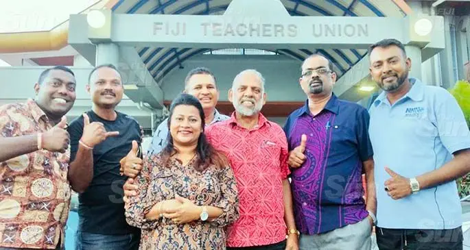 From left: Assistant general secretary Rajnesh Lingam, publicity officer Brij Bhan Singh, vice president (womens wing) Ajeshni Nand, general treasurer Sashi Shandil, general secretary Agni Deo Singh, national president Muniappa Goundar and national executive committee member (Central) Pranesh Kumar. Photo: Fonua Talei