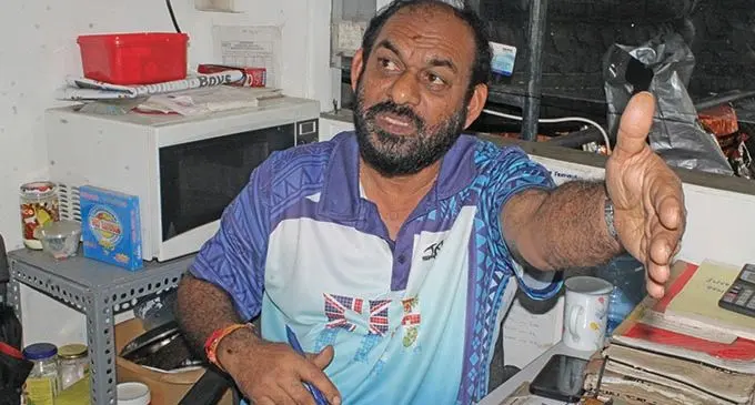 Owner of  the Nabua Tyre Centre shop Nirendra Prasad on August 24,2019. Photo:Simione Haravanua.