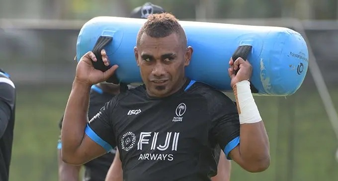 Fiji Airways Flying Fijians wing Eroni Sau during training on August 7,2019.  Photo: Ronald Kumar