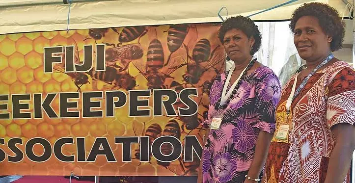 Sulueti Nasara and Miriama Bainivalu at the first Pacific Island Bee Congress of the Pacific Island Beekeepers at Tanoa International Hotel, Nadi yesterday. Photo: Mereleki Nai