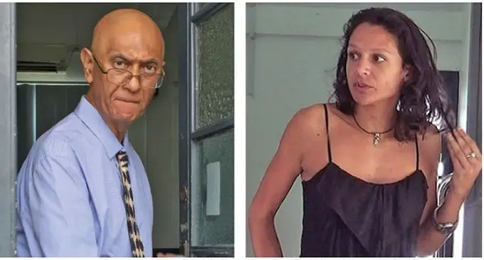 From left: Shazran Lateef and Zoe Maharaj-Moore at the Suva Magistrates Court.  