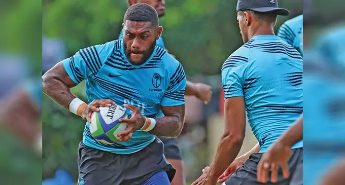 FIJI Water Flying Fijians halfback Peni Matawalu during training with Ben Volavola at Welagi ground in Taveuni. Photo: FRU Media
