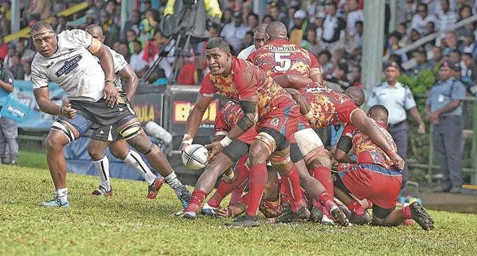 Namosi captain and No.8 Sakiusa Nadruku controls play against Nadroga during their successful double-header clash at Ratu Cakobau Park, Nausori on September 19,2020. Photo: Ronald Kumar.