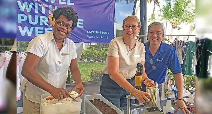 From left: Cluster reservation manager, Maca Marama, general manager Carey Osborne, Diversey Global director Stefan Phang at the launch. Photo: Waisea Nasokia