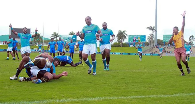 Suva hooker Sireli Ledua scores atry against Yasawa at the ANZ Stadium, Suva on August 1, 2020. Photo: Kelera Sovasiga  Photo: Karalaini Waqanidrola 