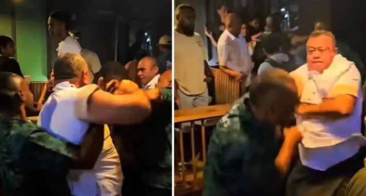 A photo of several men fighting at the pub Fiji involving the Fiji Corrections Service Acting Commissioner Sevuloni Naucukidi.