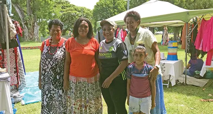 Frances Natadra, second from right, with other female vendors at the Lautoka Flea Market on March 30, 2019. Photo: Avinesh Gopal