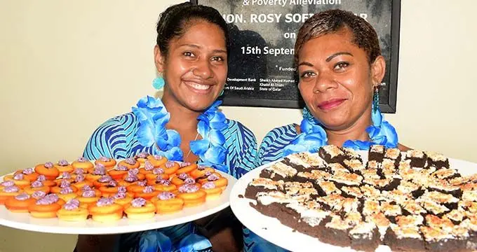 Makoi Women's vocational training centre graduates Eseta Rogo (left) Ro Salaseini Dabea following their graduation ceremony on March 9, 2022. Photo: Ronald Kumar.