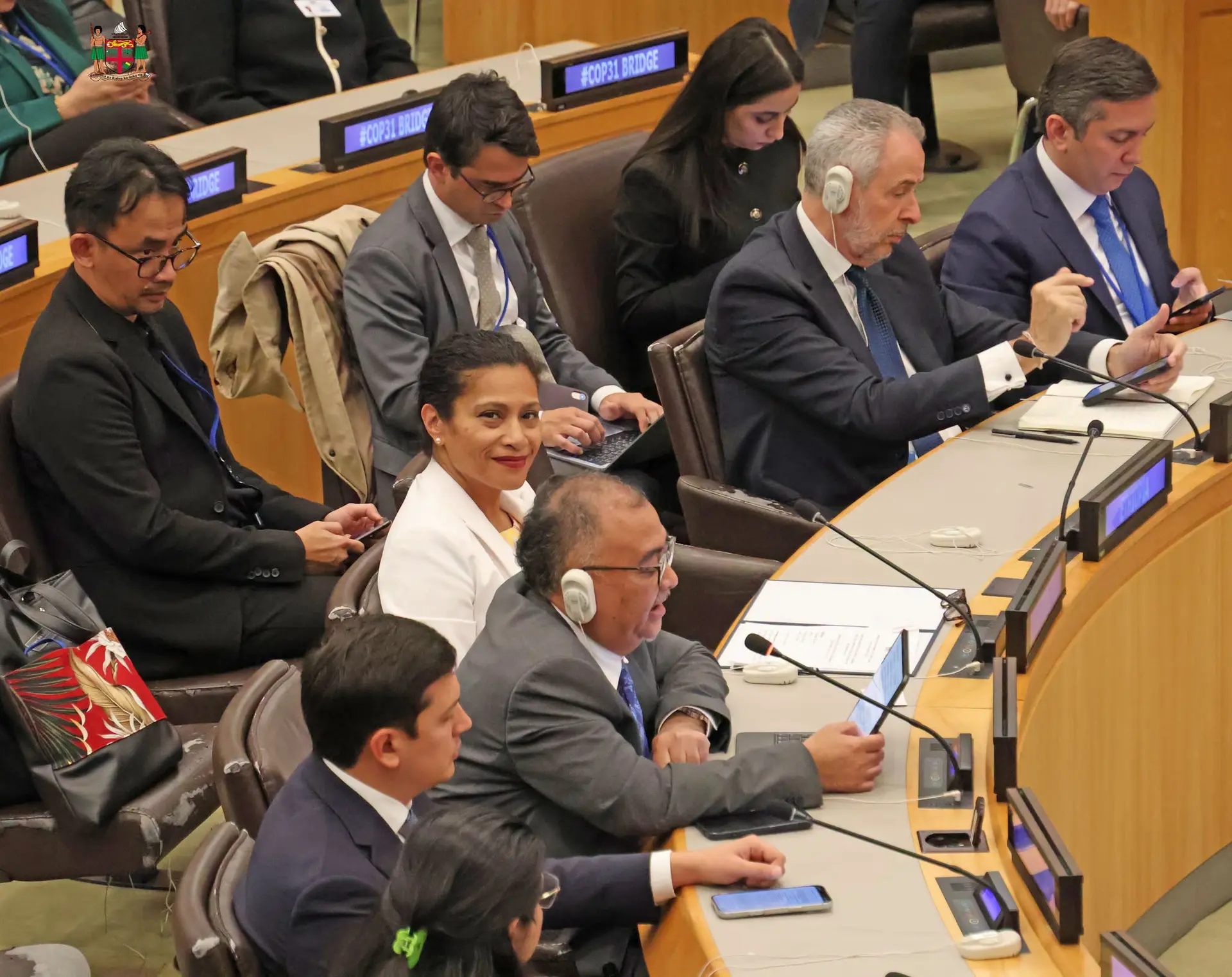 Minister for Environment Lynda Tabuya at the Climate Implementation Bridge (BRIDGE) launch in New York, U.S.