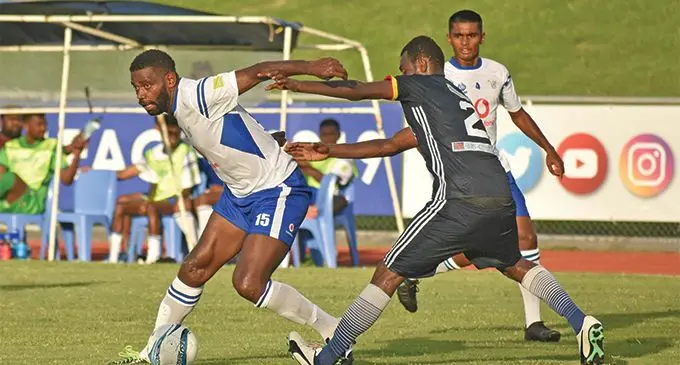 Lautoka FC striker Osea Vakatalesau dribbles his way past the FC Morobe Wawnes defence during their OFC CHampions League oepner on February 10, 2019. Lautoka FC won 5-0. Photo: Waisea Nasokia