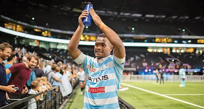 Inia Tabuavou of Racing 92 after their win against Lyon on Saturday .