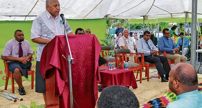 Prime Minister Voreqe Bainimarama during the public consultation in Ba on February 15, 2018.  Photo: DEPTFO News