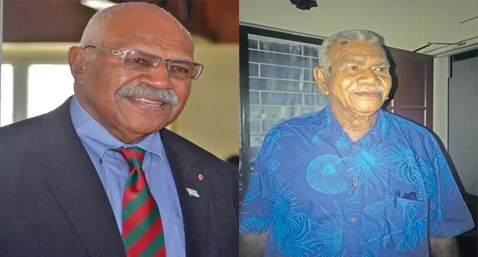 From left: SODELPA leader Sitiveni Rabuka and Ro Dona Takalaiyale last night.