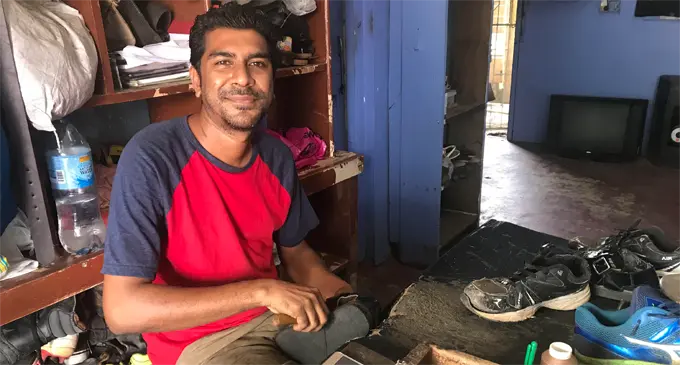 Arvind Kumar inside his shoe repair shop in Ba town. Photo: Lusiana Banuve
