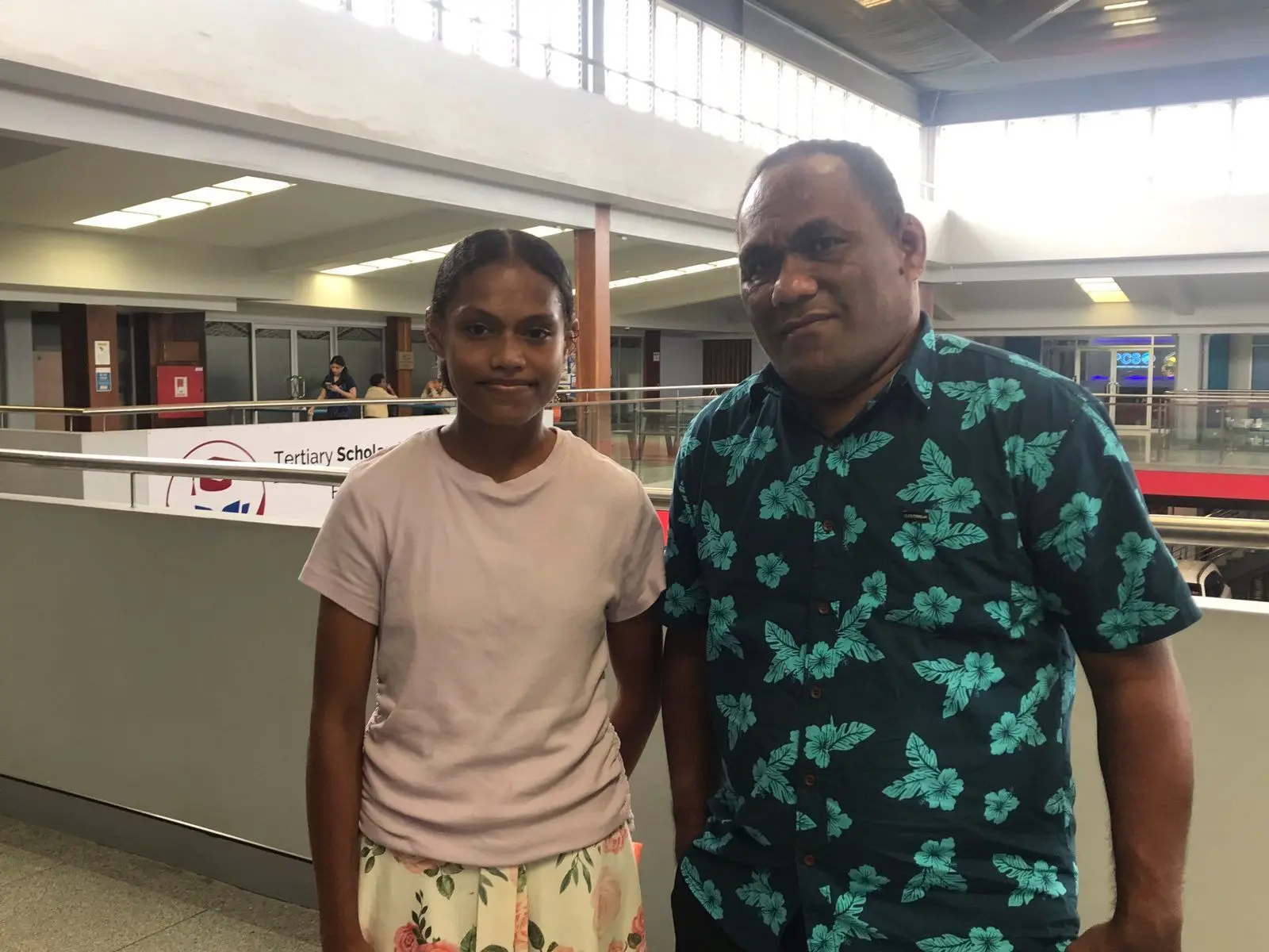 Temalesi Togayali with her father, Konisi Togayali at the TSLS office in Garden City in Raiwai on December 22,2025. 