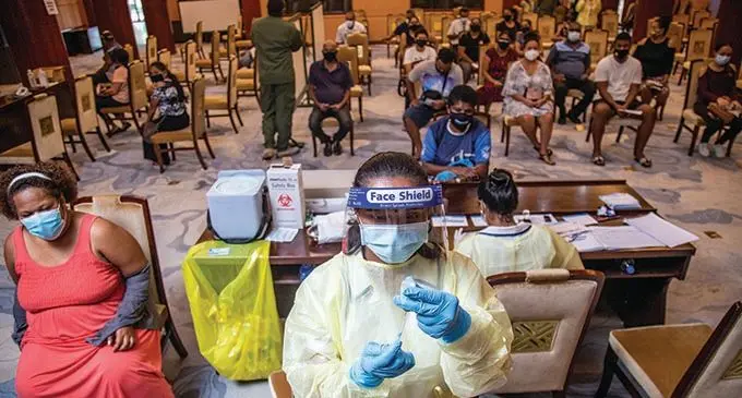 Staff Nurse Noleen Kumar at the Vaccination Drive at the Civic Auditorium in Suva on June 29, 2021 Photo: Leon Lord