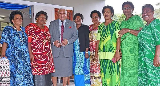 Prime Minister Voreqe Bainimarama with members of the Ra Women’s group at the Ra Provincial Council meeting in Nanukuloa, Ra on October 26, 2022. Photo: Office of the Prime Minister