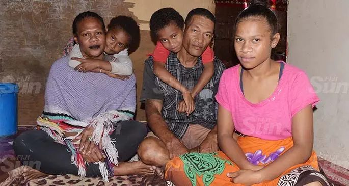 Josefa and Unaisi Kopeta with three of their children, Rosilini, Melaia and Arieta Kopeta at their Kalekana, Lami home on June 15, 2020. Photo: Ronald Kumar