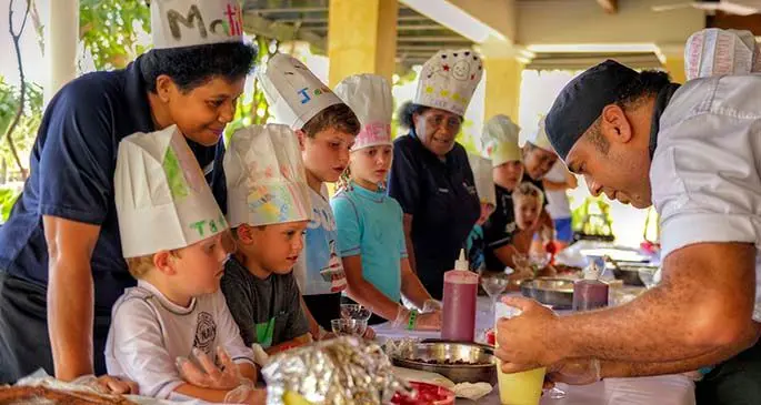 Cooking classes for children are part of activities at the Warwick Fiji.