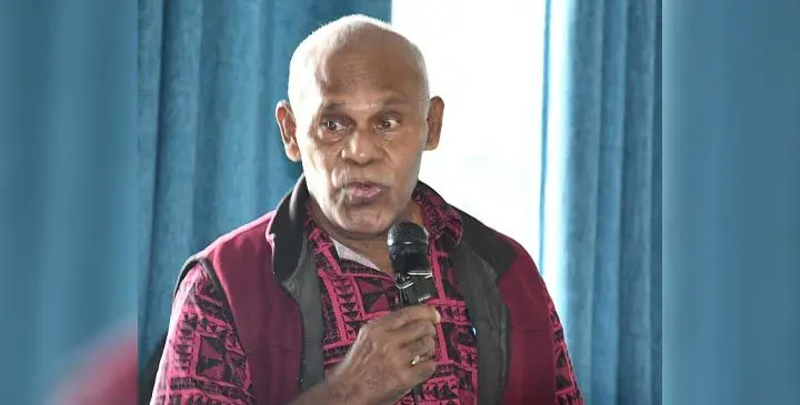 Misaele Driubalavu while making his submission during the Education Review Act 1966 public consultation in Suva on May 27, 2025. Photo: Ronald Kumar