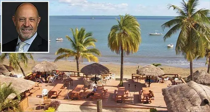 Dome Gold Mines Fiji country manager, Darren Grant, and his family, will spend part of their family vacation at Wailoaloa Beach, Nadi, home to Smugglers Cove (above). Inset: Darren Grant is Dome Gold Mines Fiji country manager.