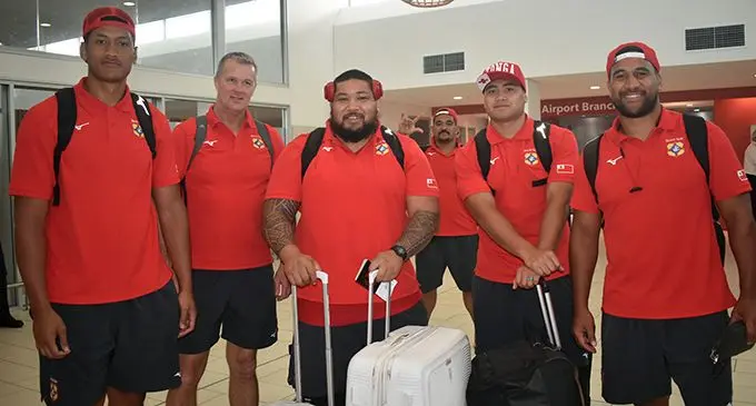 Members of the Tonga rugby team at Nadi International Airport on August 5, 2019. They take on Canada at Churchill Park, Lautoka on Friday.  Photo: Mereleki Nai