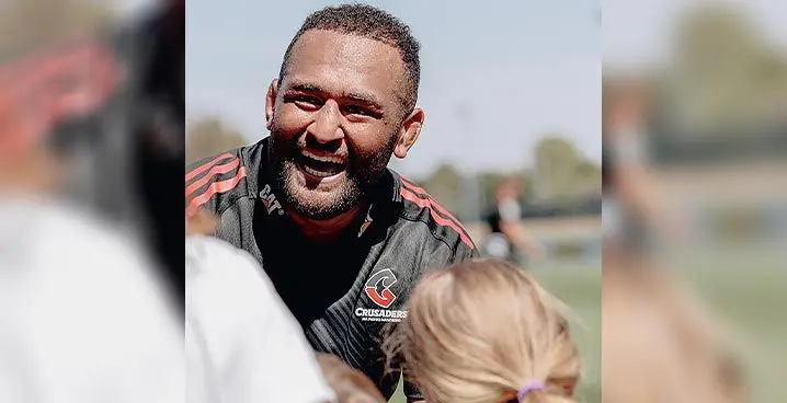 Lautoka born- All Blacks and Crusaders prop George Bower meets fans in Christchurch, New Zealand, on January 27, 2023. Barring any injury Bower will be a sure starter for the Crusaders when they take on the Swire Shipping Fijian Drua at Churchill Park, Lautoka, on March 11. Photo: Crusaders