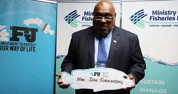 Minister for Fisheries Semi Koroilavesau during the seasonal ban last year. Photo: Ministry of Fisheries