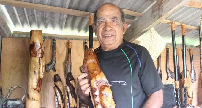 Lemeki Cakacaka Biau in his handicraft shop in Savusavu on February 14, 2018. Photo: Wati Talebula