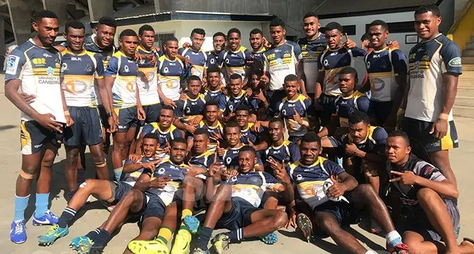 Vusu Brumbies players and officials during their opening game at the Nadroga franchise competition at Lawaqa Park, Sigatoka on December 14, 2019. Photo: Waisea Nasokia.