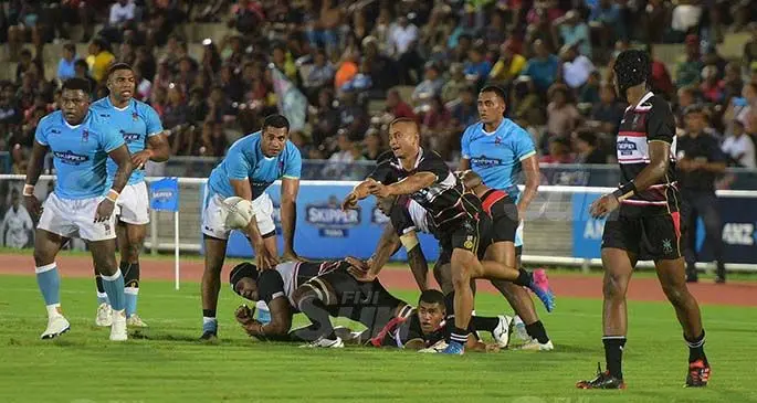 Sireli Kalaucava of Naitasiri clears the ball against Suva at ANZ Stadium on August 21, 2020. Photo: Ronad Kumar.
