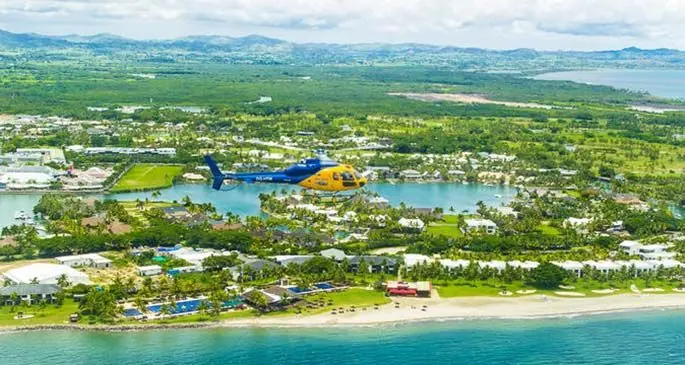 Scenic helicopter flight by Heli-Tours over Denarau Island, Nadi.