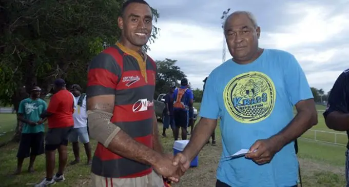 Former Nadi and national rugby centre Savenaca Aria (right) passed away at his  residence at Nawaka Village in Nadi on Sunday.