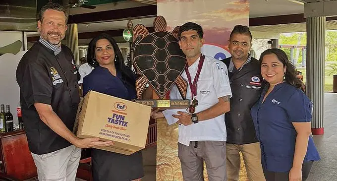 From left: David Bell, Shreen Kumar, Akshay Goundar, FIJI Chefs Association President Pranesh Goundar, and Sonia Punja. Photo: Waisea Nasokia