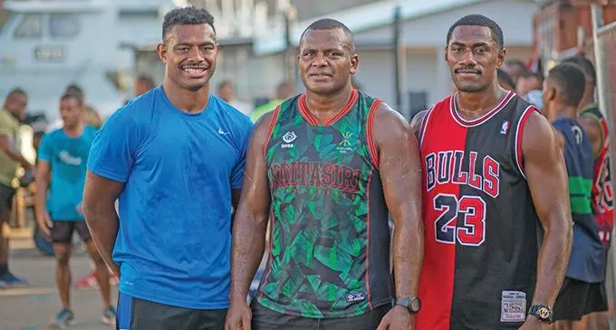 From left: Classy Naitasiri centre Filimoni Waqainabete, Naitasiri captain Sireli Kaloucava and Anasa Qaranivalu in Suva.