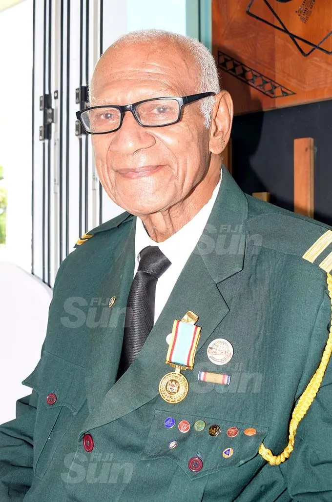 Jioji Mocevakaca 83, after receiving 50th anniversary of Independence commemorative medal during special investiture ceremony by President Jioji Konrote at State House on October 6, 2020. Photo: Ronald Kumar.