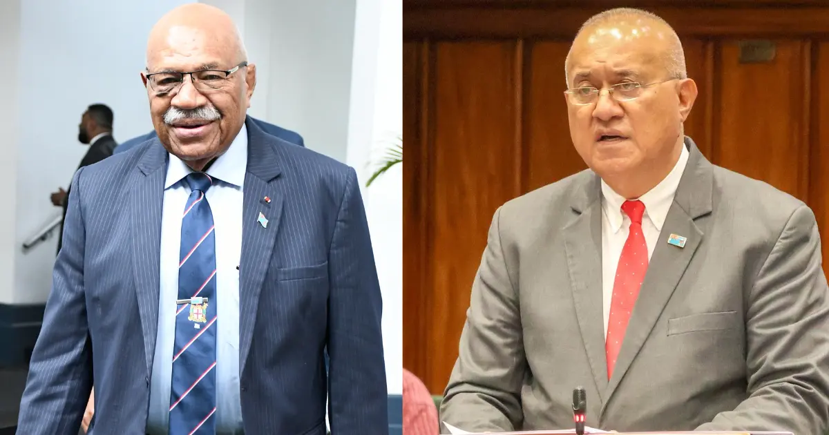Prime Minister Sitiveni Rabuka with Minister for Policing and G11 bloc leader Ioane Naivalurua.
